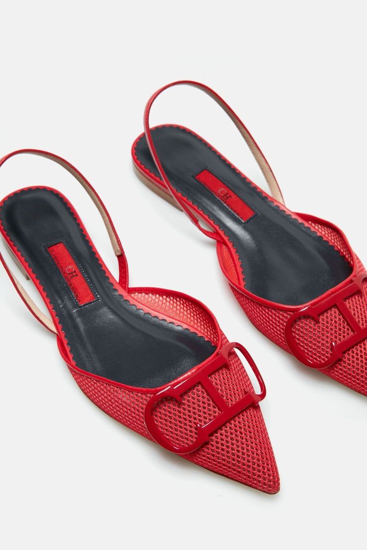 Initials Insignia Mesh Slingback Flats