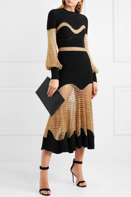 Metallic Mesh Knit Dress